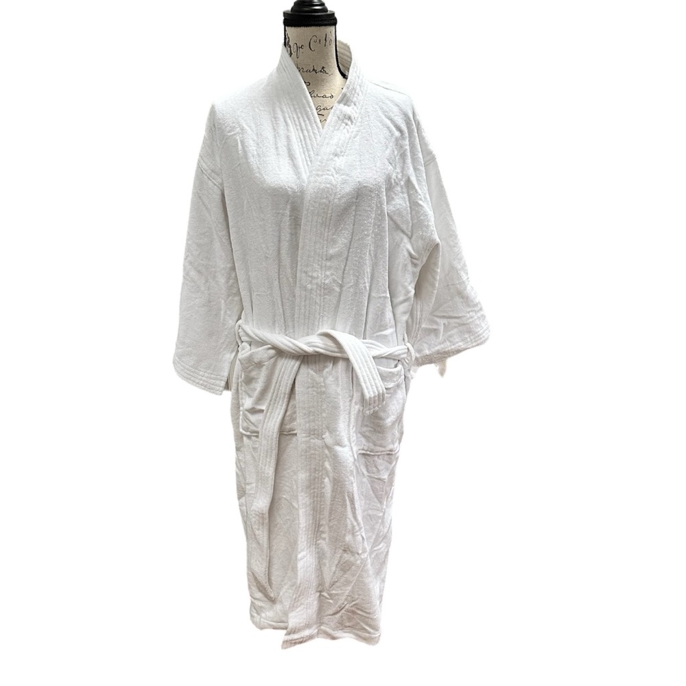 Boca Terry White Bathrobe with belt One Size Fits Most
